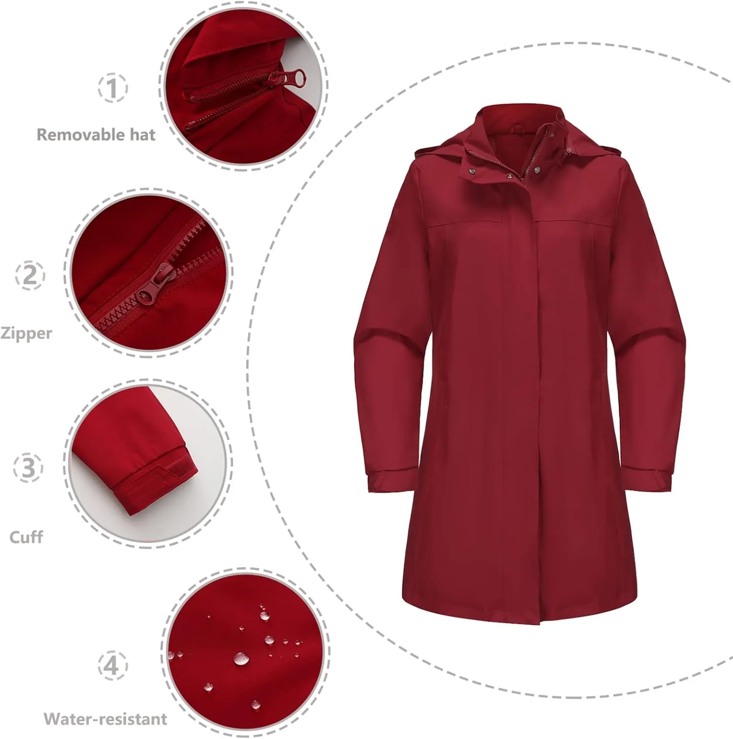 Trench Coat Women Thin Long Sleeve Button Puffer Jackets Casual Loose Hooded Jacket with Pockets Outerwear
