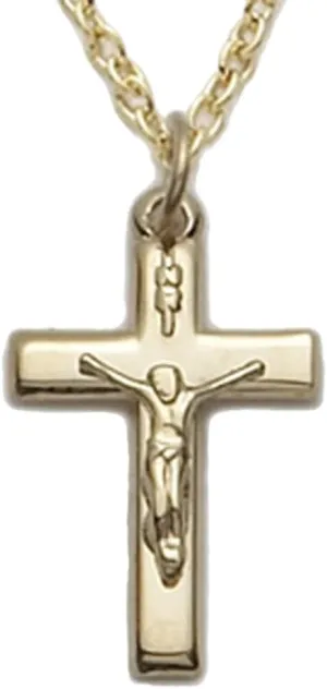 True Faith Jewelry 10KT Gold Filled Jesus Crucifix Cross Pendant Necklace Religious Jewelry, 3/4 Inch