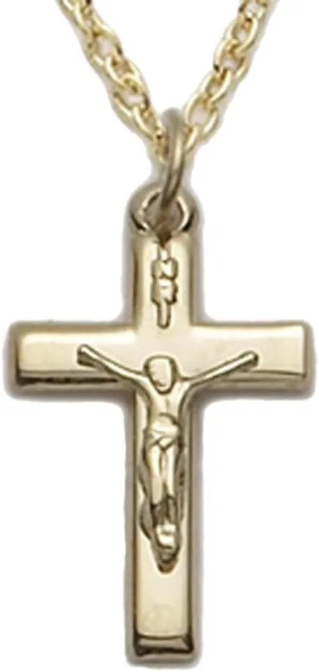 True Faith Jewelry 10KT Gold Filled Jesus Crucifix Cross Pendant Necklace Religious Jewelry, 3/4 Inch
