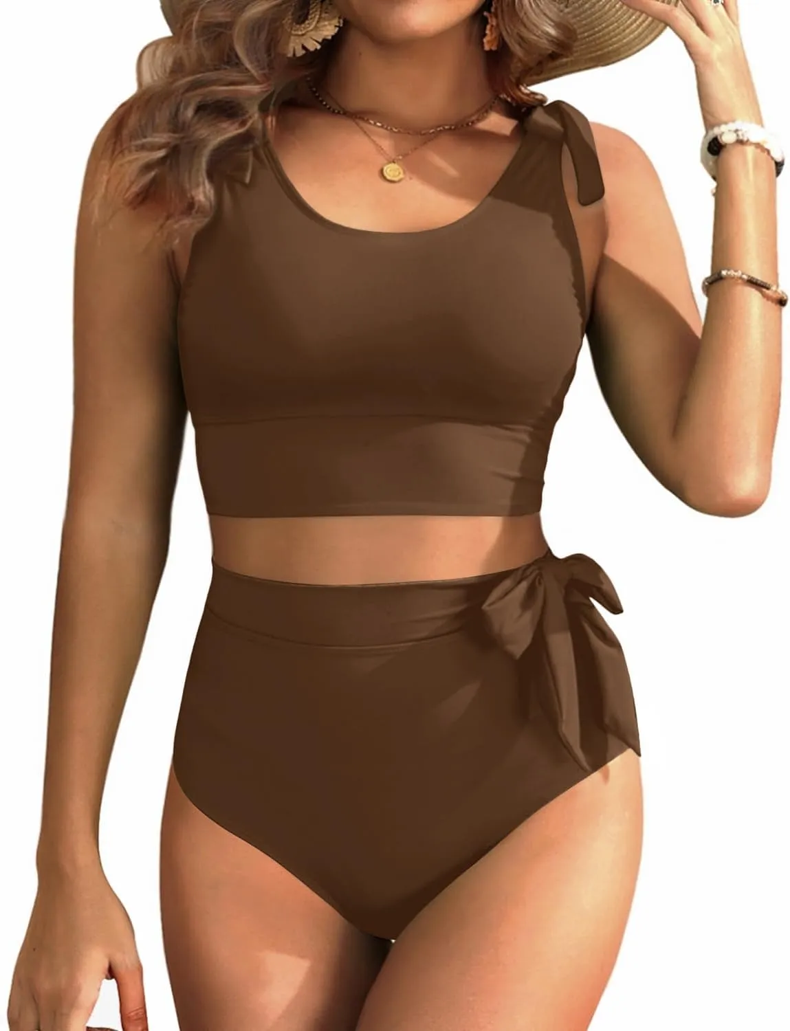 Two Piece High Waisted Swimsuits - Women Tummy Control Bikini Modest Bathing Suit 2PC 2025