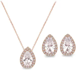 UDYLGOON CZ Tearsdrop Earrings Necklace Jewelry Set For Bride Bridesmaids Bridal Wedding Party Prom Jewelry Gift