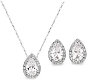 UDYLGOON CZ Tearsdrop Earrings Necklace Jewelry Set For Bride Bridesmaids Bridal Wedding Party Prom Jewelry Gift