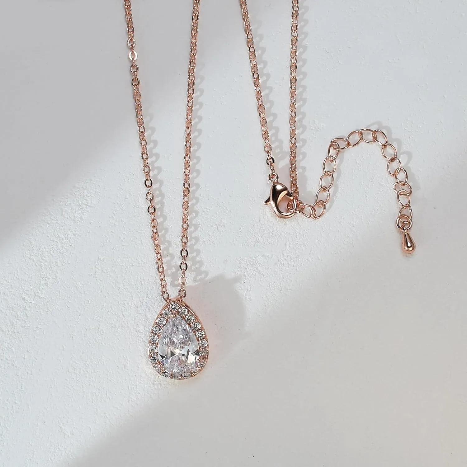 UDYLGOON CZ Tearsdrop Earrings Necklace Jewelry Set For Bride Bridesmaids Bridal Wedding Party Prom Jewelry Gift