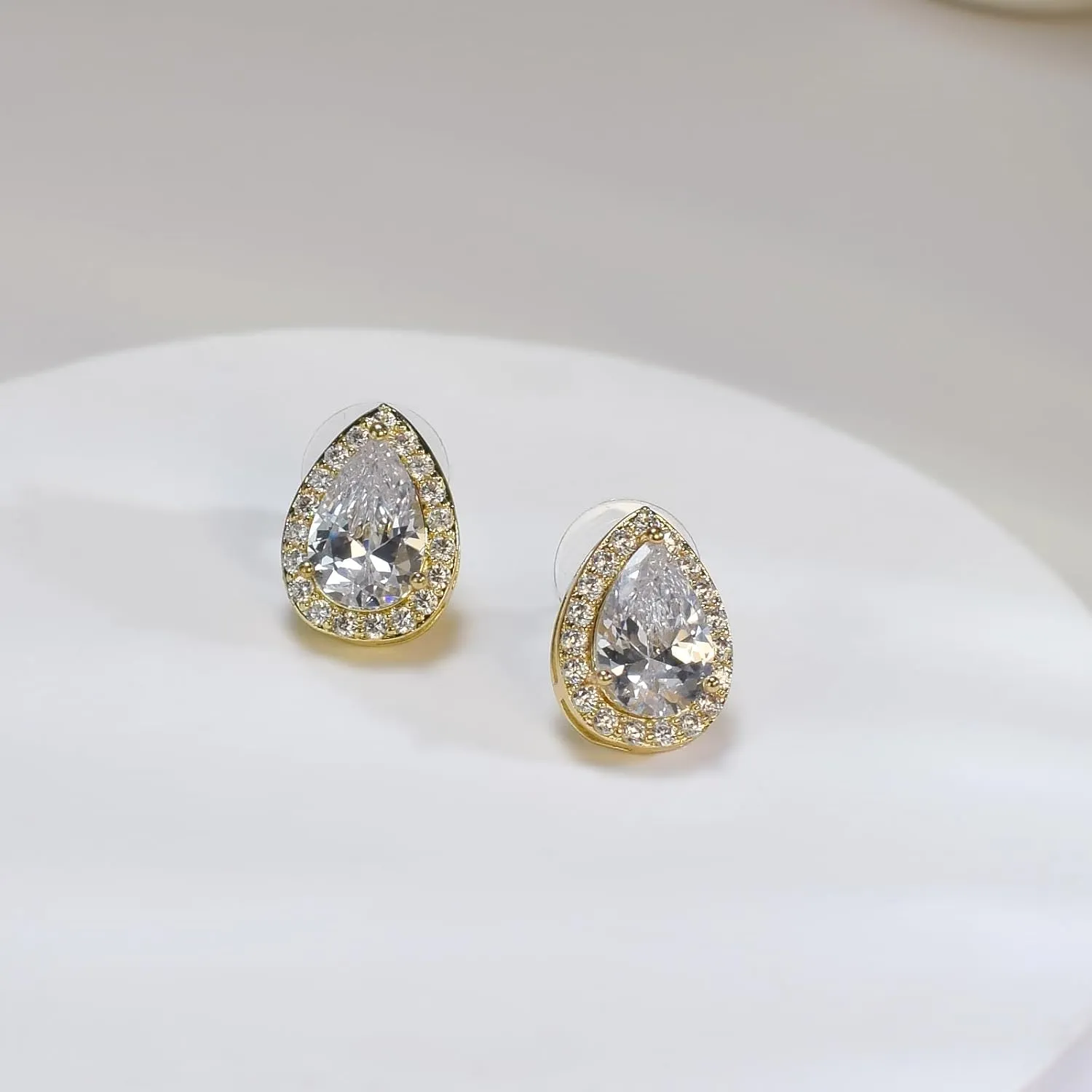 UDYLGOON CZ Tearsdrop Earrings Necklace Jewelry Set For Bride Bridesmaids Bridal Wedding Party Prom Jewelry Gift