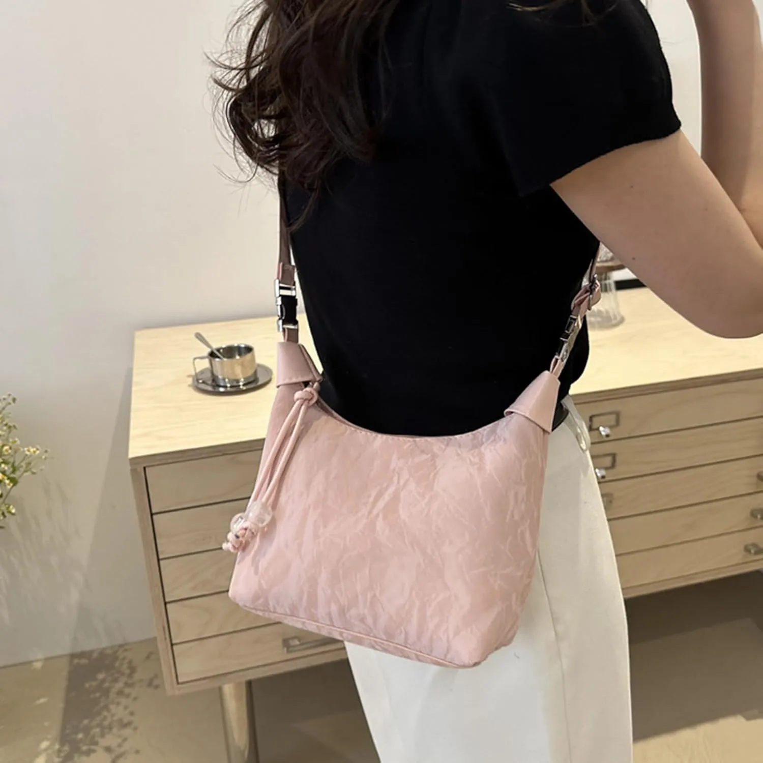 Versatile Dumpling Bag PU Leather Shoulder Bags Practical Casual Crossbody Purse Sling Pack Satchel for Women Girls
