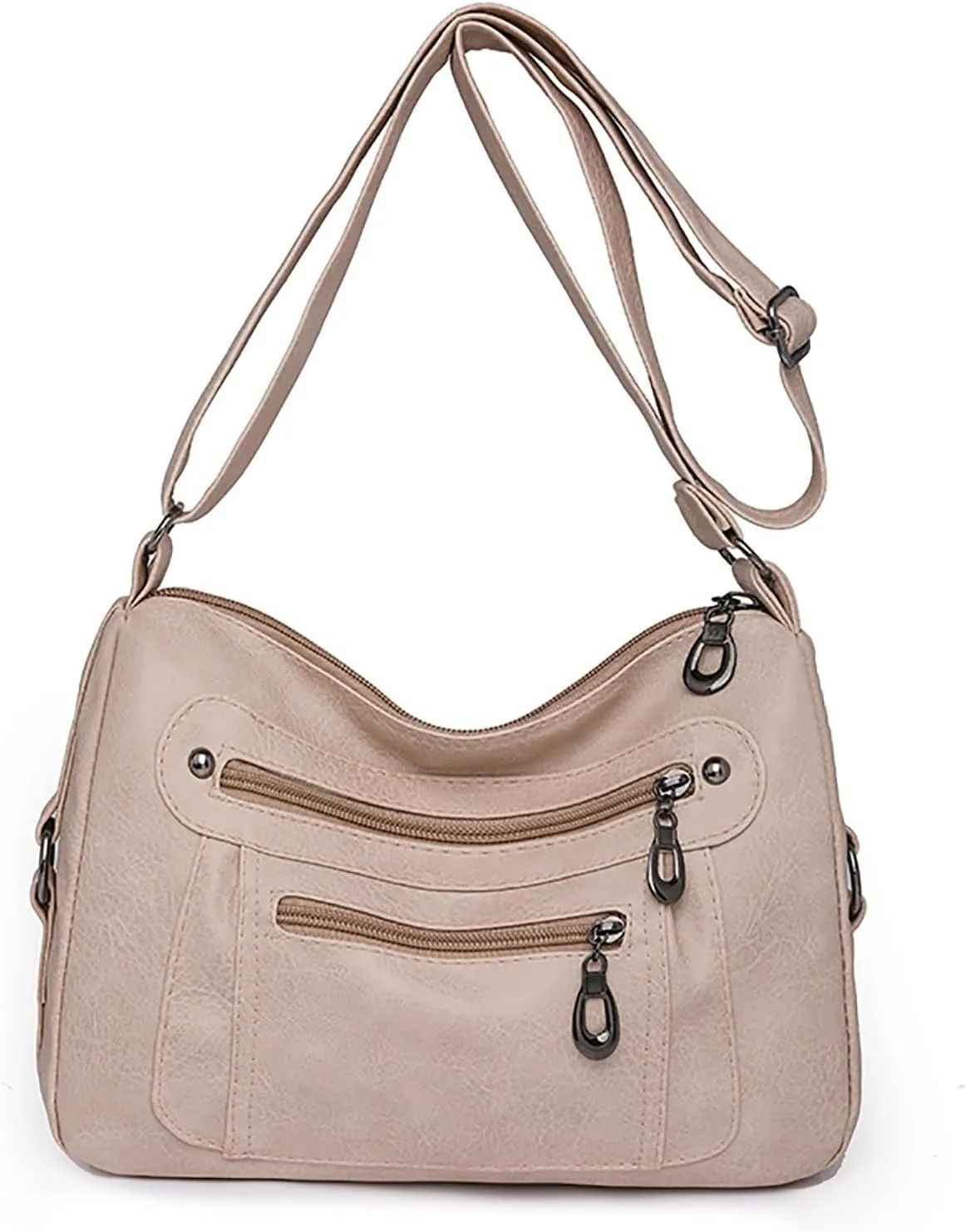 Vintage Classic Soft Leather Stylish Solid Crossbody Bag Trend Versatile Pocket Shoulder Bag Messenger (White, One Size)