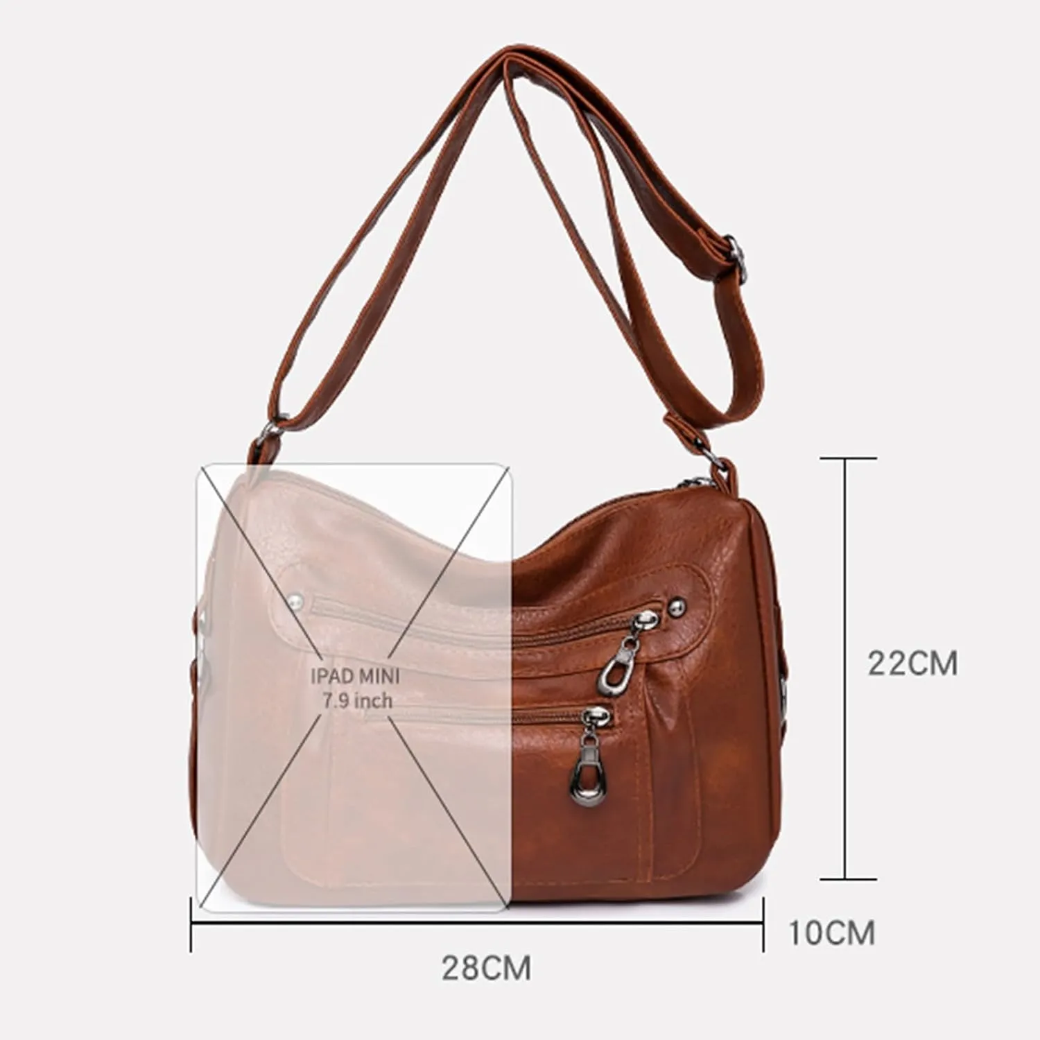 Vintage Classic Soft Leather Stylish Solid Crossbody Bag Trend Versatile Pocket Shoulder Bag Messenger (White, One Size)