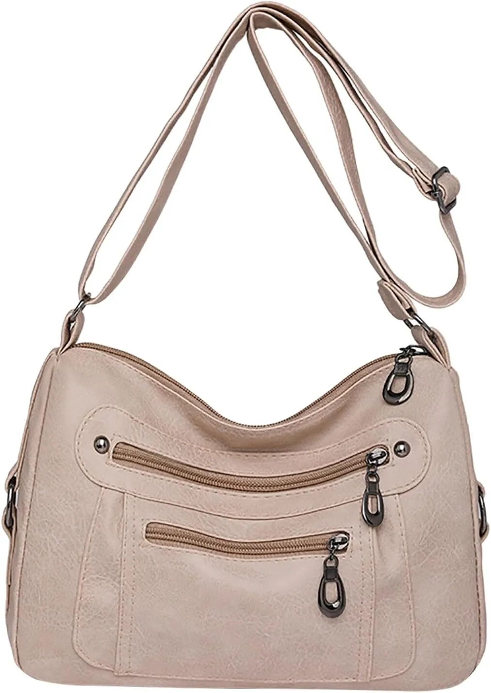 Vintage Classic Soft Leather Stylish Solid Crossbody Bag Trend Versatile Pocket Shoulder Bag Messenger (White, One Size)