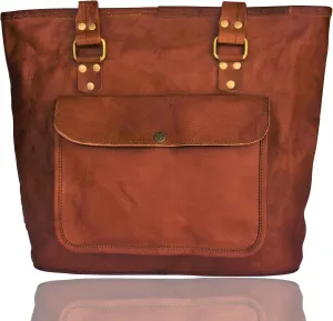 Vintage Genuine Leather Tote Bag Handbag Shopper Purse Shoulder Bag for Women Office Laptop Bag