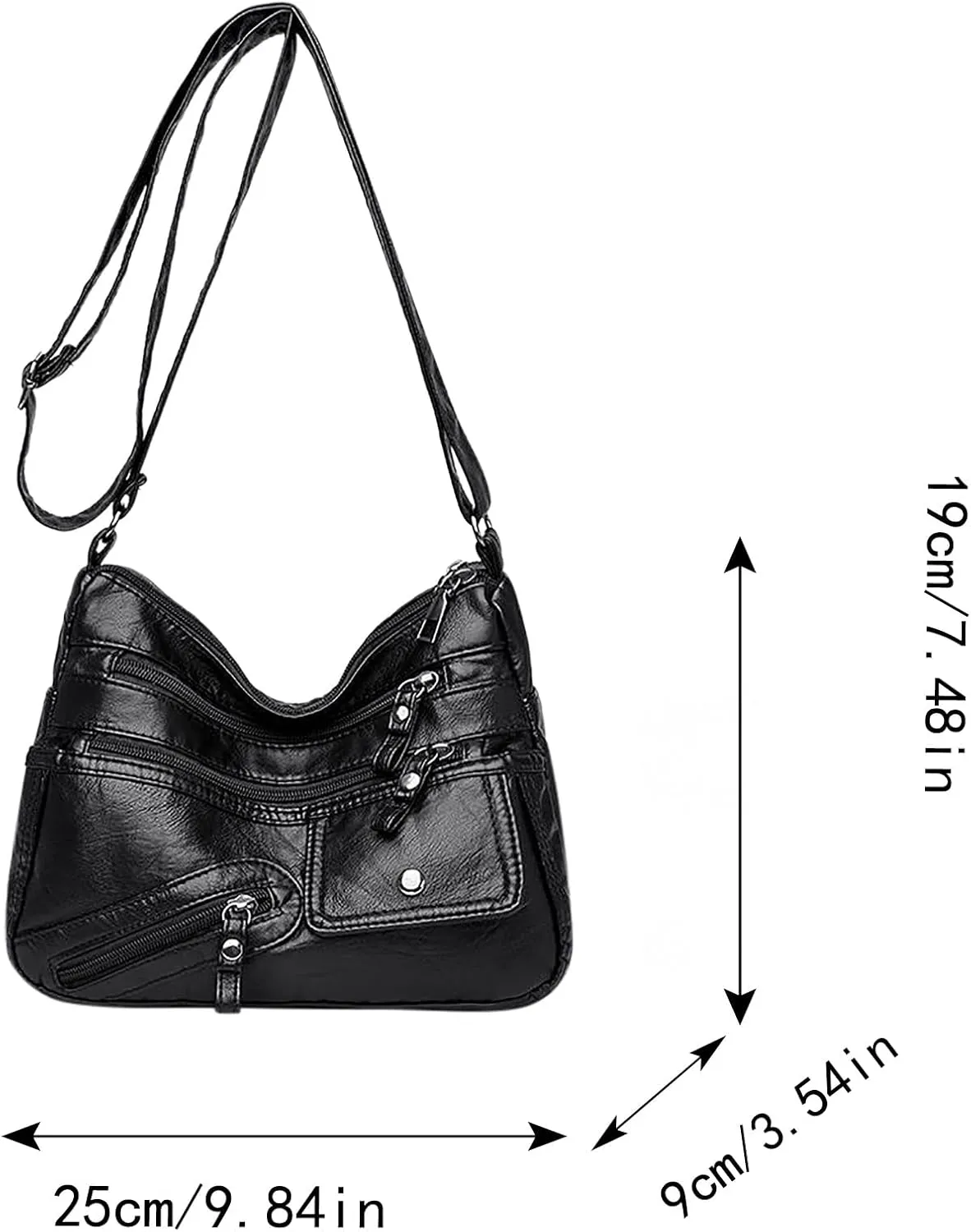Vintage New Versatile Soft PU Leather Interlayer One Shoulder Crossbody Bag Handbag Casual Computer (Grey, One Size)