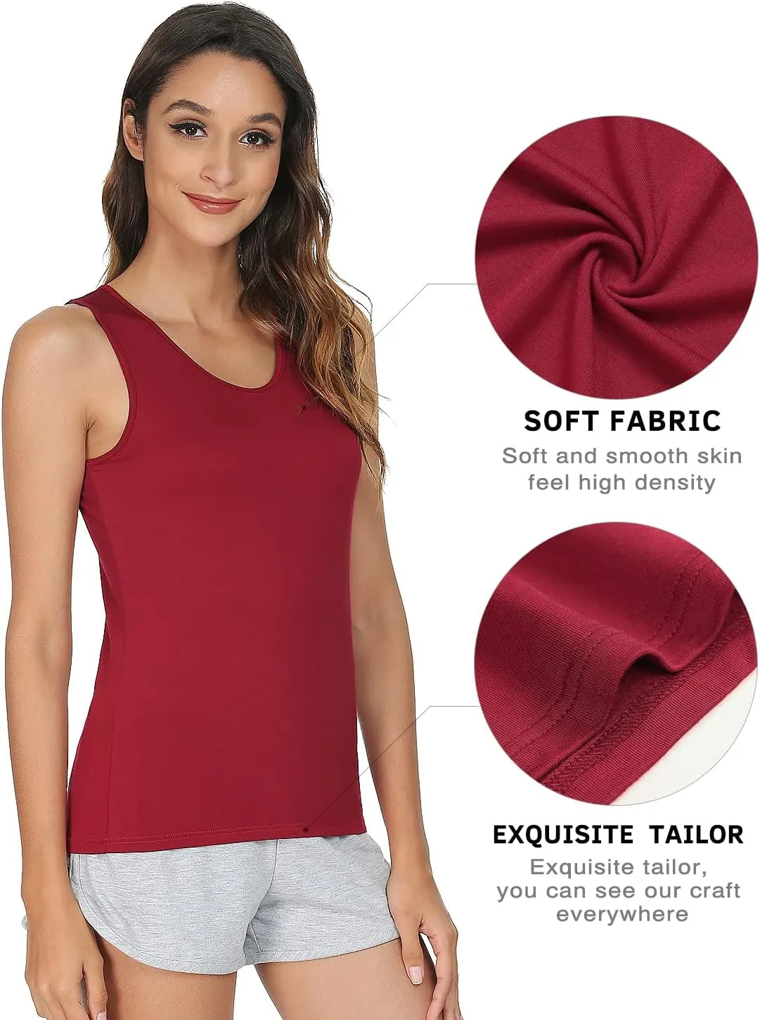 Vislivin Womens Supersoft Camisole Stretch Casual Tank Tops