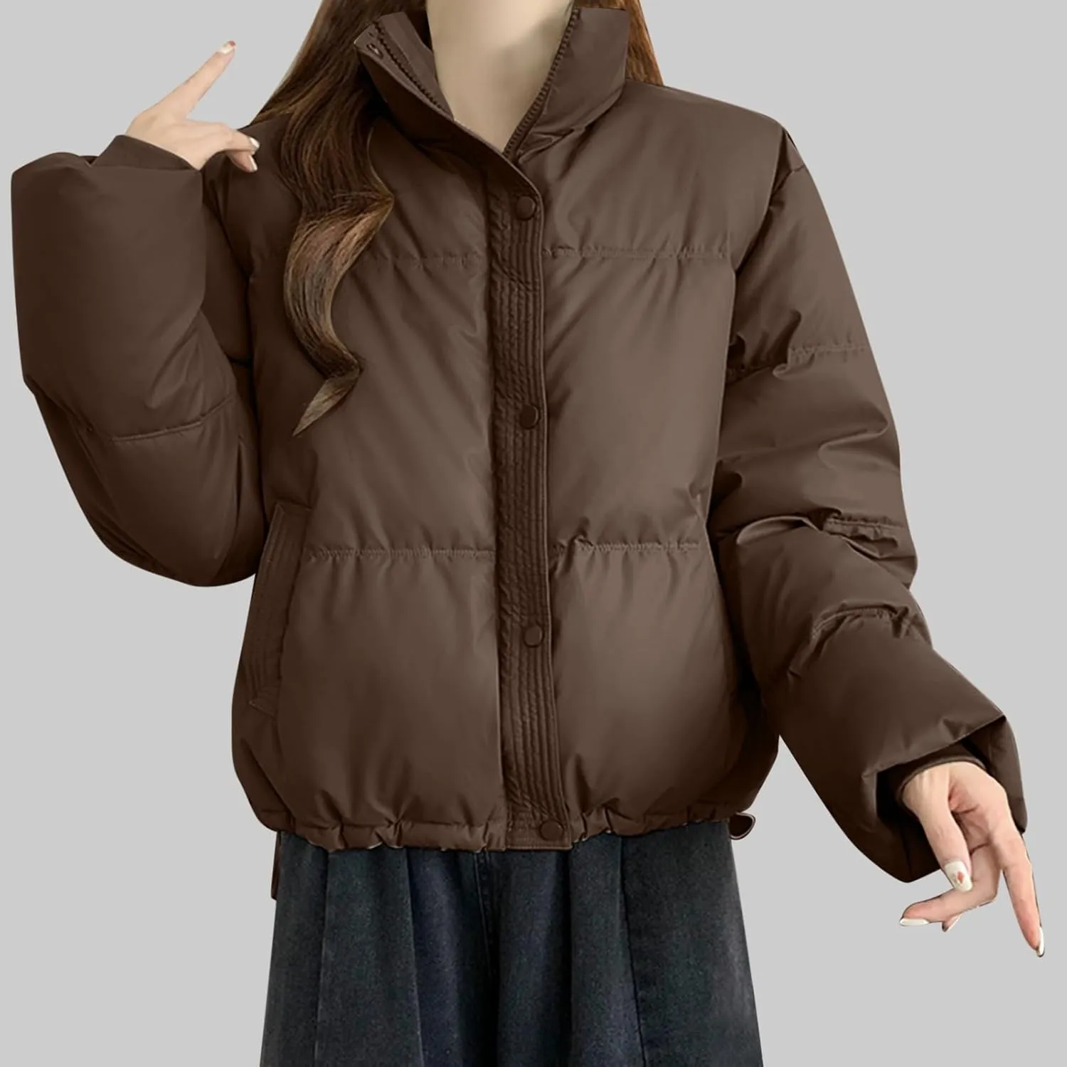 Warm Winter Coats for Women 2025 Trendy High Neck Padded Trench Coat Puffer Down Jackets Overcoat with Pockets
