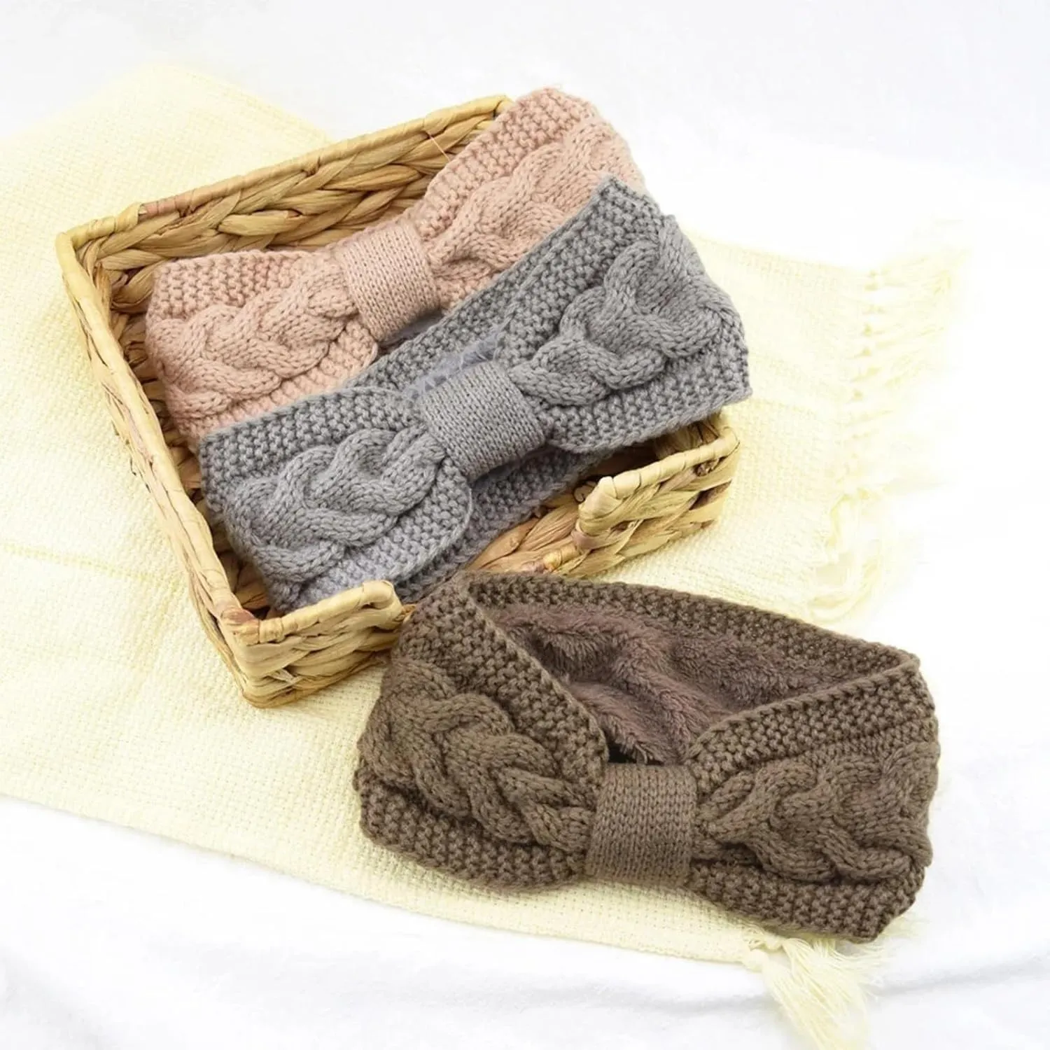 Winter Knitted Headbands For Women & Girls - Warm Ear Warmer Knitting Knot Turban Hair Band Headwear