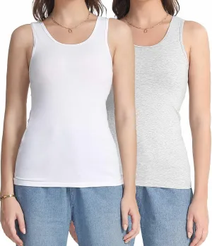wirarpa Women's Tank Tops Cotton Undershirts Tanks Top Comfy Camis Base Layer 2-Pack
