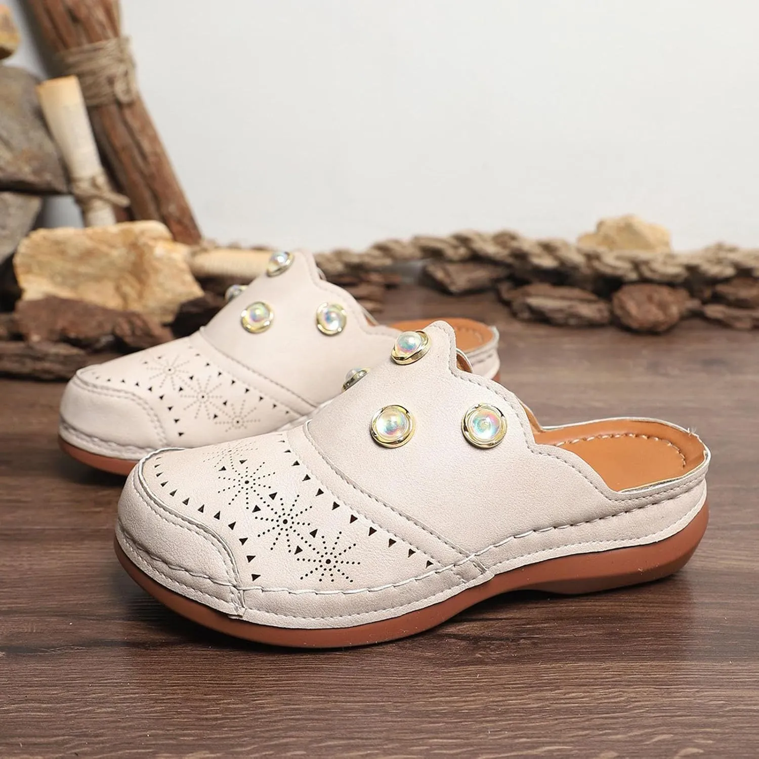 Women Arch Support Slides Closed Toe Cute Mules Women Slip On Summer Mule High Heels Slipper Dressy Orthopedic Sandale