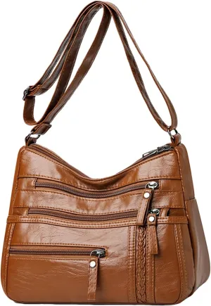 Women Bag Fashionable Middle Mother Bag Large Capacity Shoulder Crossbody Bag Casual Women Bags (Brown, One Size)