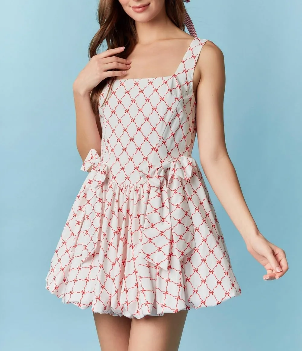 Women Boho Tie Shoulder Mini Dress Y2K Floral Ruffle Babydoll Short Dress Summer Flowy Beach Vacation Sundress