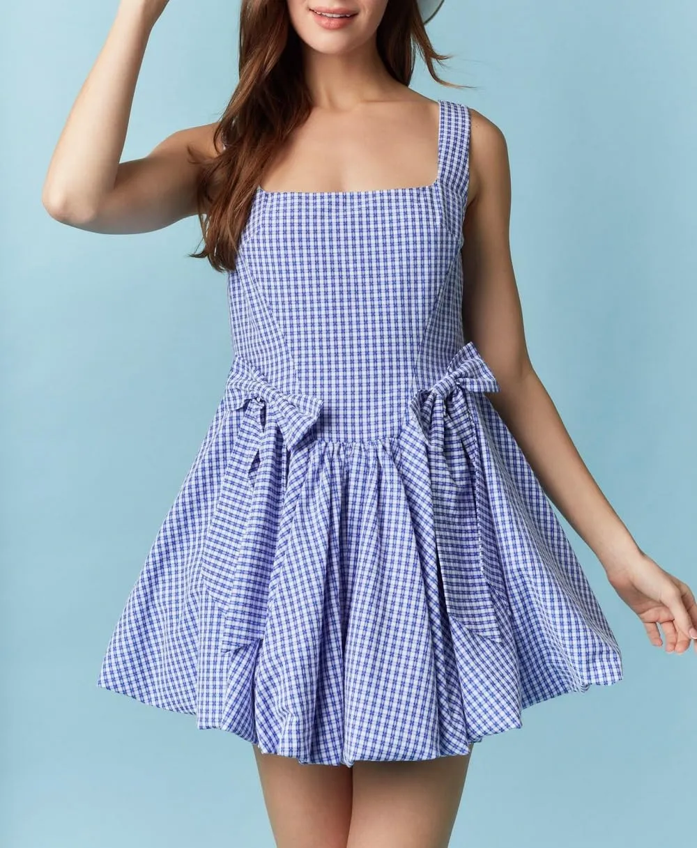 Women Boho Tie Shoulder Mini Dress Y2K Floral Ruffle Babydoll Short Dress Summer Flowy Beach Vacation Sundress