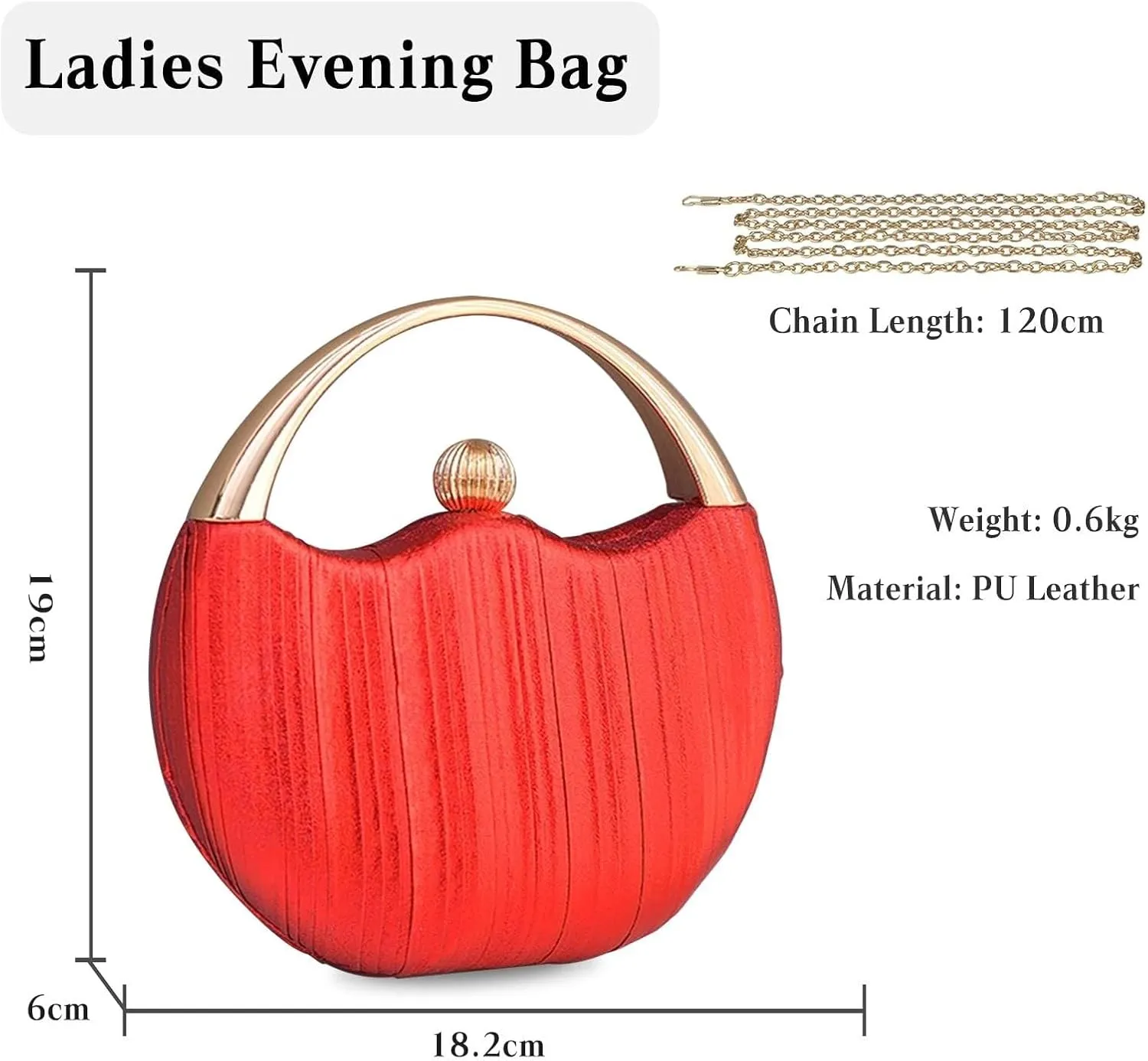 Women Clutch Glitter Evening Bridal Wedding Purse Elegant Shoulder Sparkly Handbag Pleated Round Hard shell Crossbody