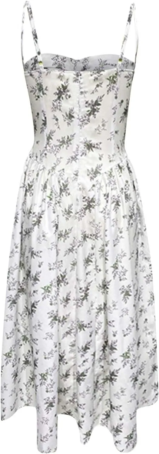 Women Floral Corset Dress Summer Dress 2024 Boho Party Flowy Midi Dresses Going Out A Line Casual Sundress
