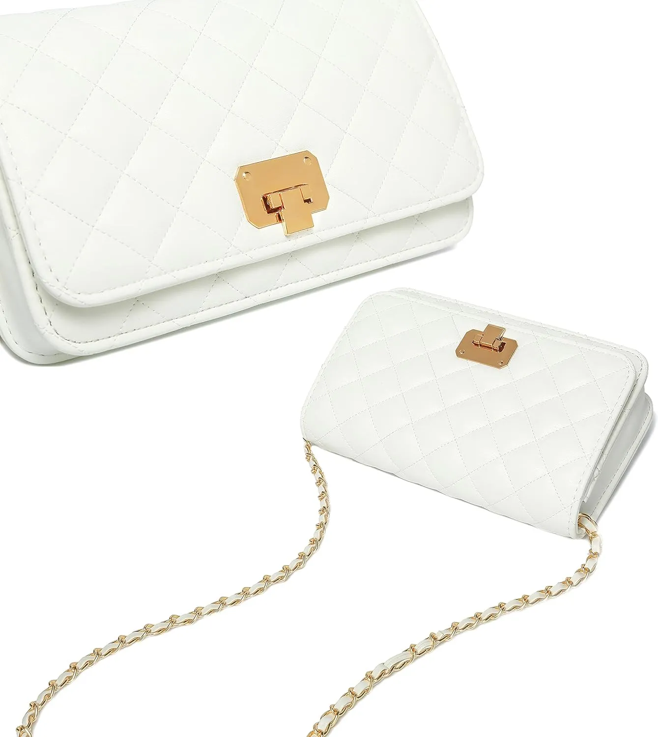 Women Leather Shoulder Bag Fashion Clutch Handbag Quilted Designer Crossbody Bag with Chain Strap