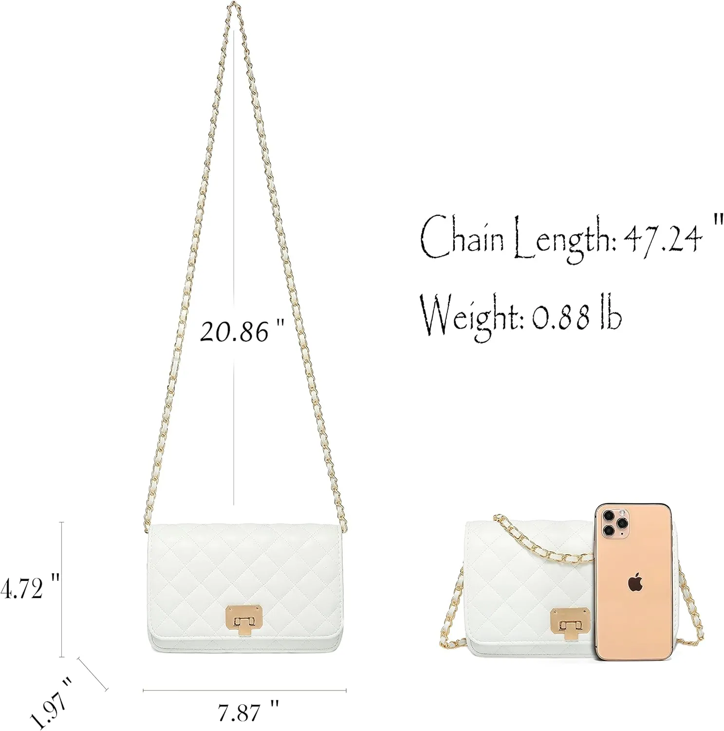 Women Leather Shoulder Bag Fashion Clutch Handbag Quilted Designer Crossbody Bag with Chain Strap