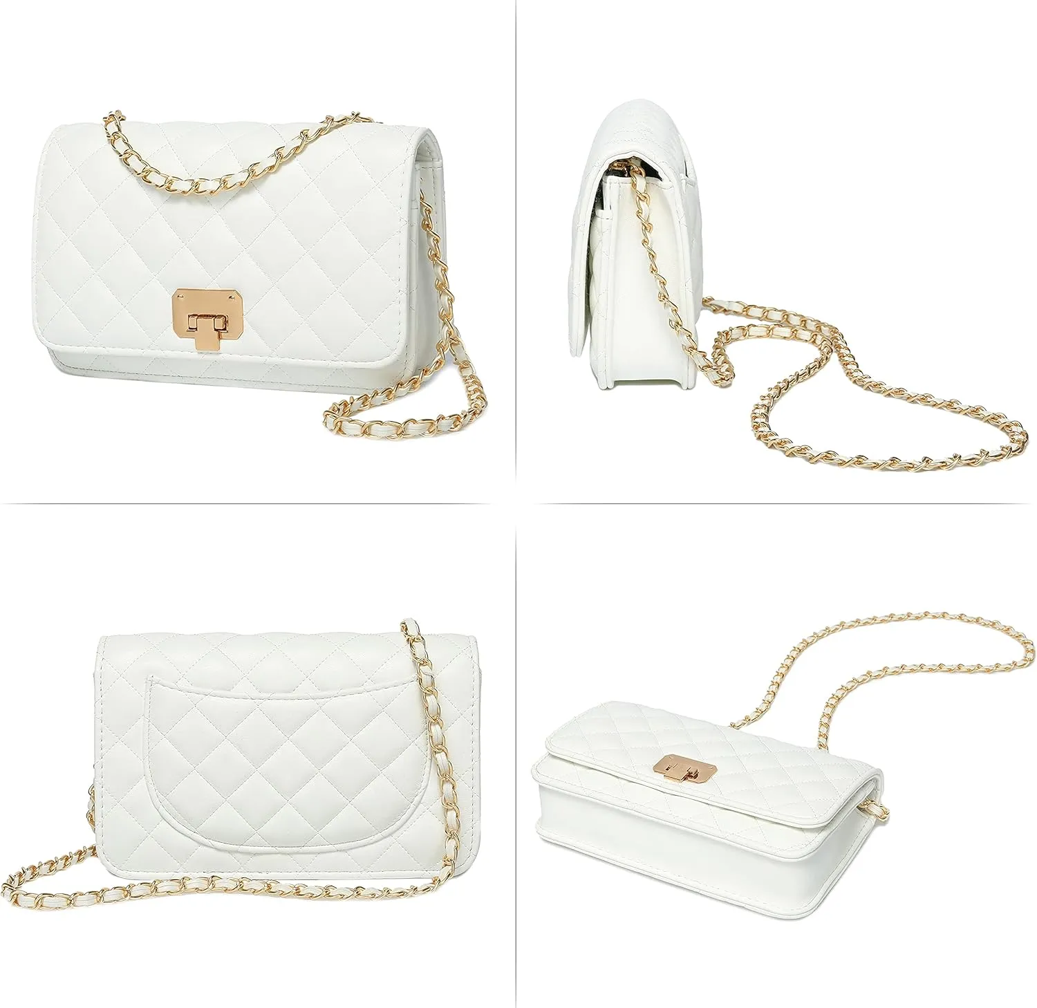 Women Leather Shoulder Bag Fashion Clutch Handbag Quilted Designer Crossbody Bag with Chain Strap