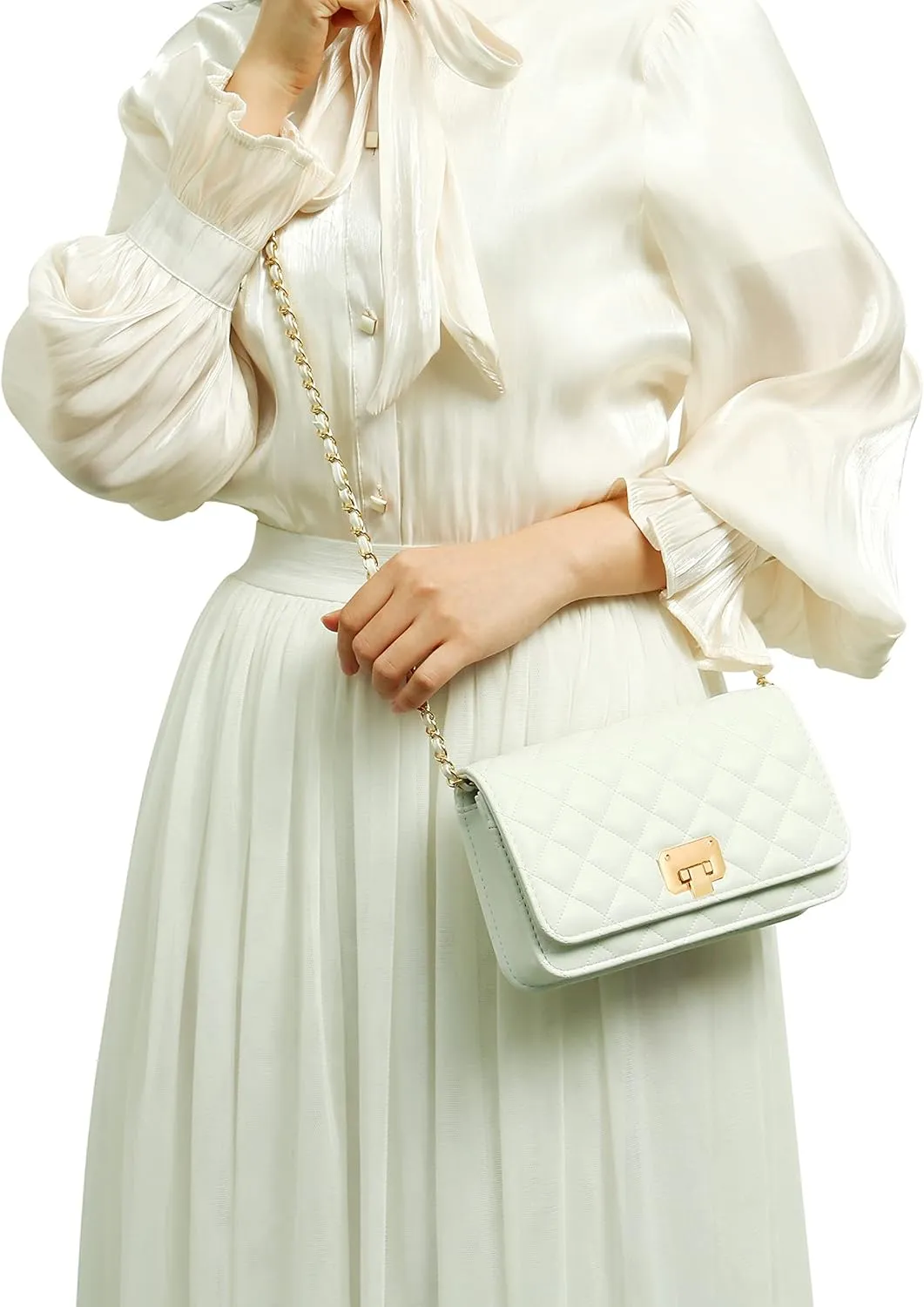 Women Leather Shoulder Bag Fashion Clutch Handbag Quilted Designer Crossbody Bag with Chain Strap