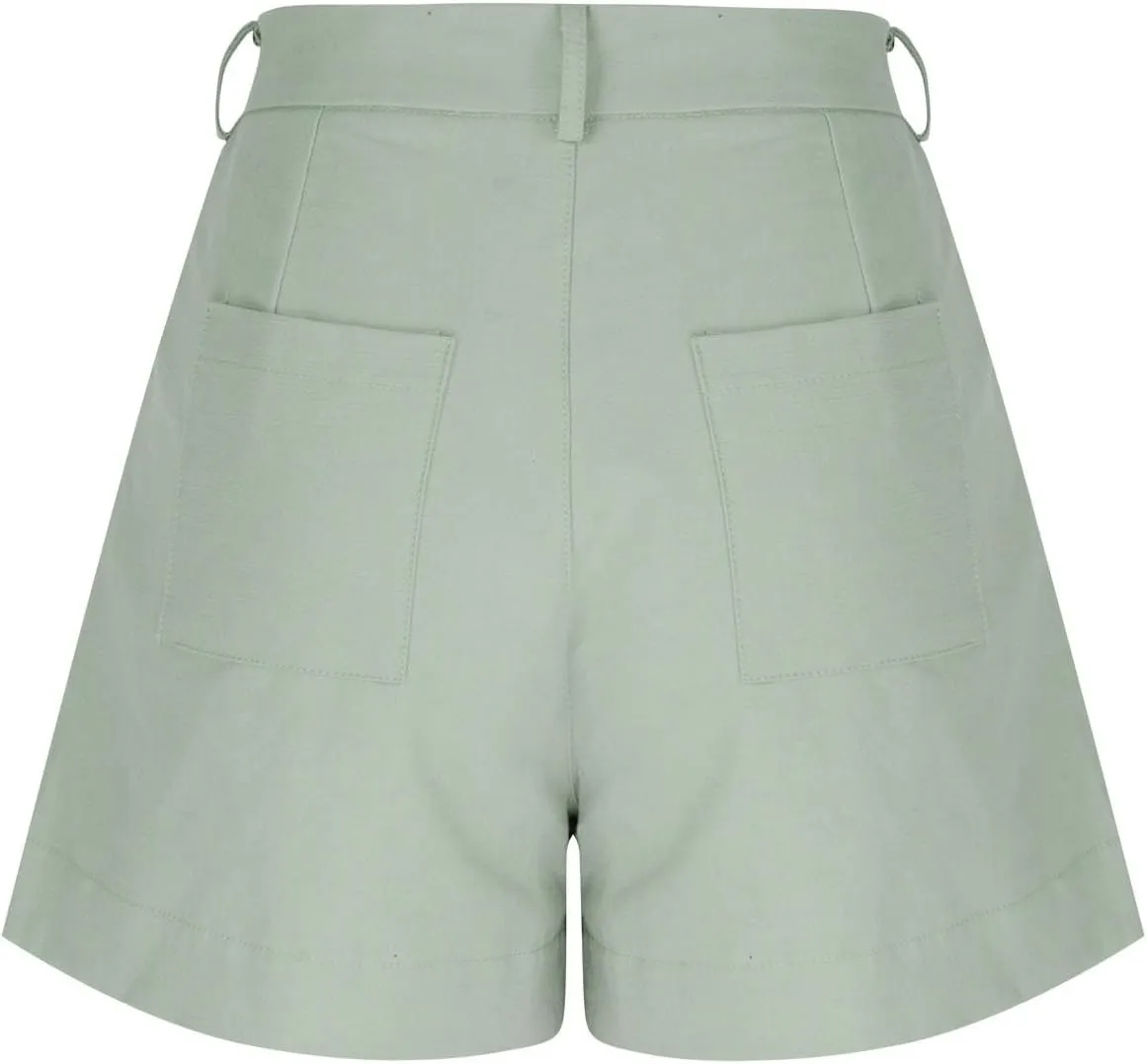 Women Linen Shorts Summer Casual Work Out Shorts High Waisted Bermuda Shorts Dressy Wide Leg Shorts with Pockets