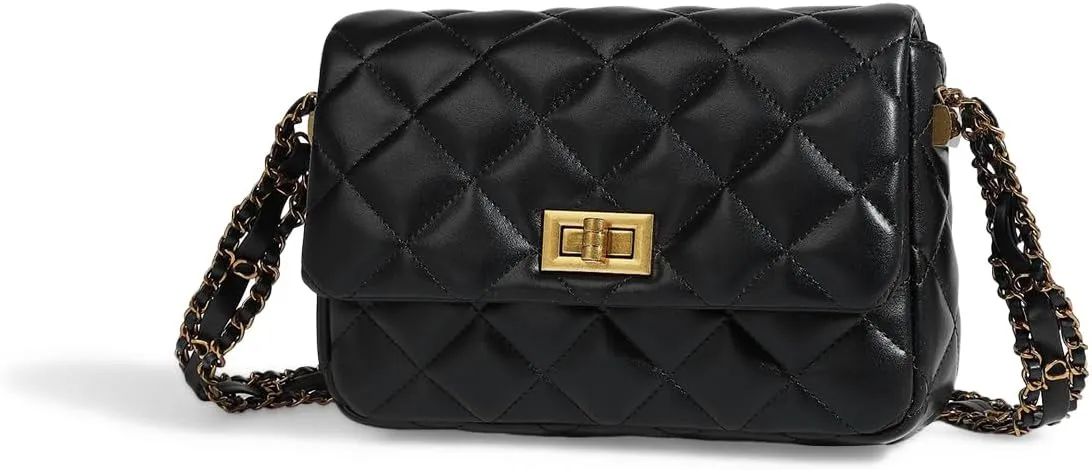 Women Quilted Shoulder Bag, Designer Flap Purse, Soft Faux Leather Handbag, Crossbody Cell Phone Bag