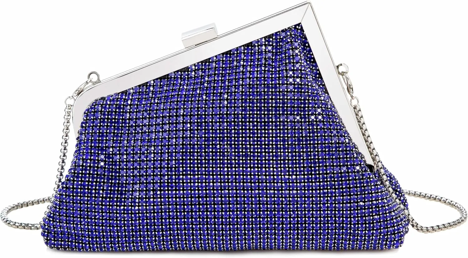 Women Rhinestone Angled Evening Bag Sparkling Clutch Diamond Shoulderbag with Detachable Strap for Wedding Party