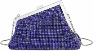 Women Rhinestone Angled Evening Bag Sparkling Clutch Diamond Shoulderbag with Detachable Strap for Wedding Party
