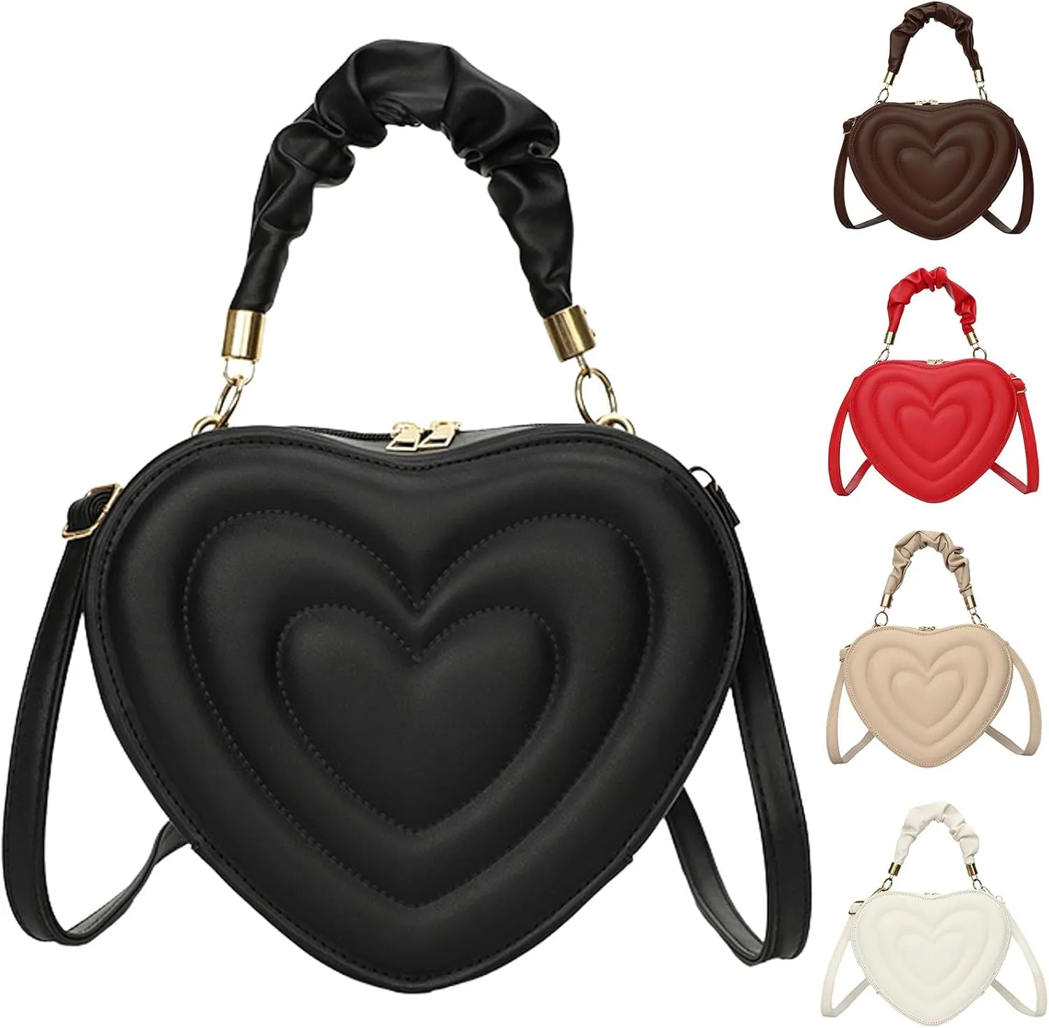 Women Shoulder Bags Fashion New Pattern Love Shaped Cute Casual Daily Carrying Bag over Shoulder Bag (Khaki, One Size)