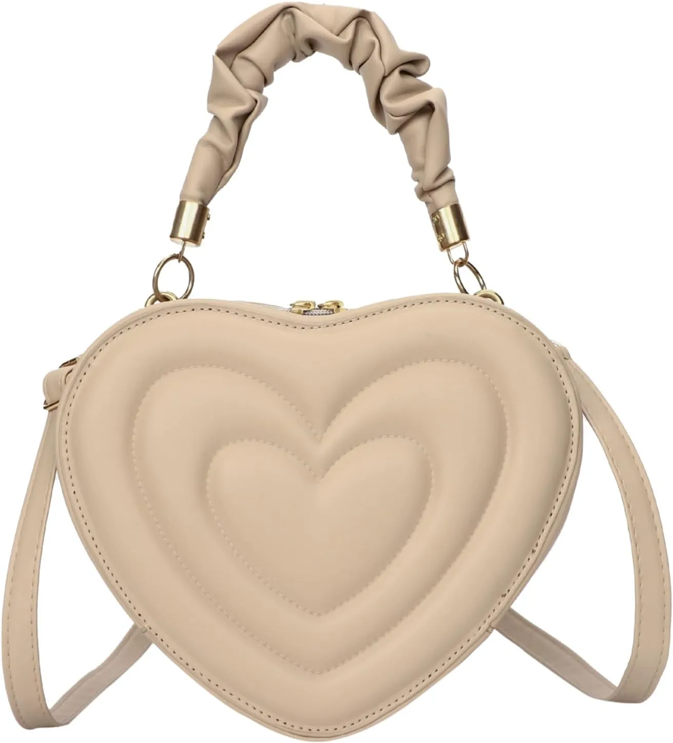 Women Shoulder Bags Fashion New Pattern Love Shaped Cute Casual Daily Carrying Bag over Shoulder Bag (Khaki, One Size)