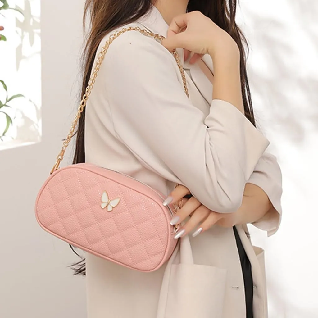 Women Small Crossbody Quilted Bag PU Leather Shoulder Bag Female All-matching Casual Satchel Bag