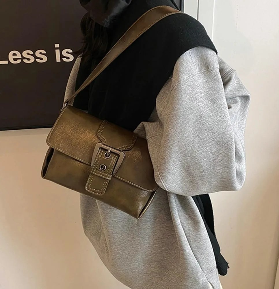 Women Stylish Shoulder Bag Crossbody Bag Retro Underarm Bag Small Square Bag Chic Satchel Purse Tote Bag Commuter Bag
