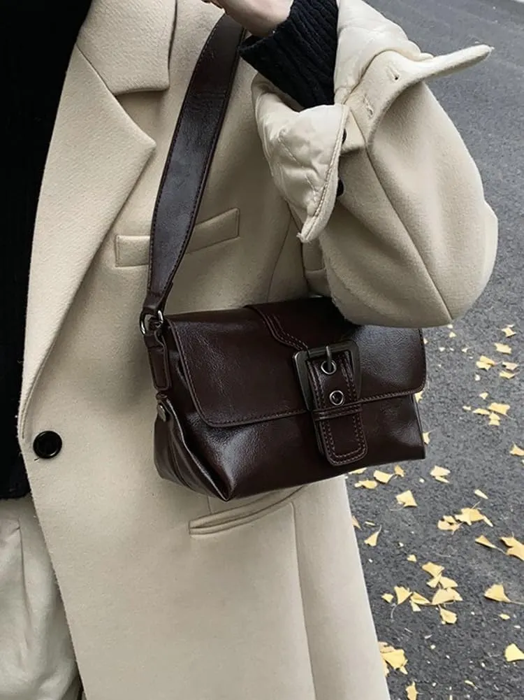 Women Stylish Shoulder Bag Crossbody Bag Retro Underarm Bag Small Square Bag Chic Satchel Purse Tote Bag Commuter Bag