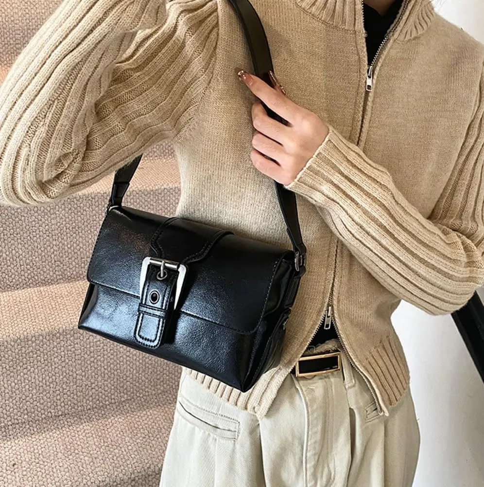 Women Stylish Shoulder Bag Crossbody Bag Retro Underarm Bag Small Square Bag Chic Satchel Purse Tote Bag Commuter Bag