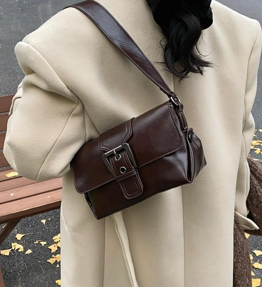 Women Stylish Shoulder Bag Crossbody Bag Retro Underarm Bag Small Square Bag Chic Satchel Purse Tote Bag Commuter Bag
