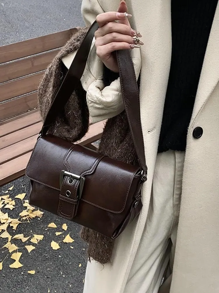 Women Stylish Shoulder Bag Crossbody Bag Retro Underarm Bag Small Square Bag Chic Satchel Purse Tote Bag Commuter Bag