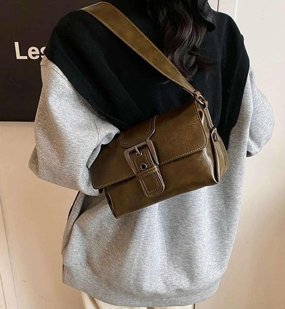Women Stylish Shoulder Bag Crossbody Bag Retro Underarm Bag Small Square Bag Chic Satchel Purse Tote Bag Commuter Bag