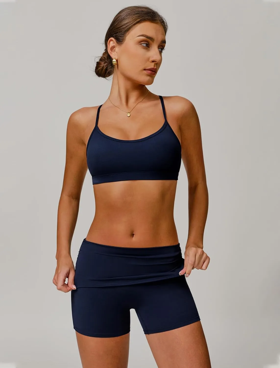 Women Two Piece Workout Sets Back Sports Bras Matching High Waist Booty Lifting Shorts Gym Yoga Jogger Wear Outfits