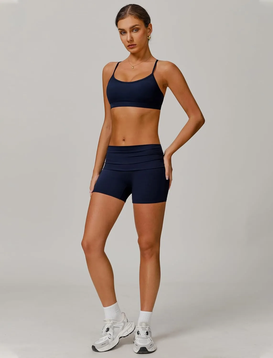 Women Two Piece Workout Sets Back Sports Bras Matching High Waist Booty Lifting Shorts Gym Yoga Jogger Wear Outfits