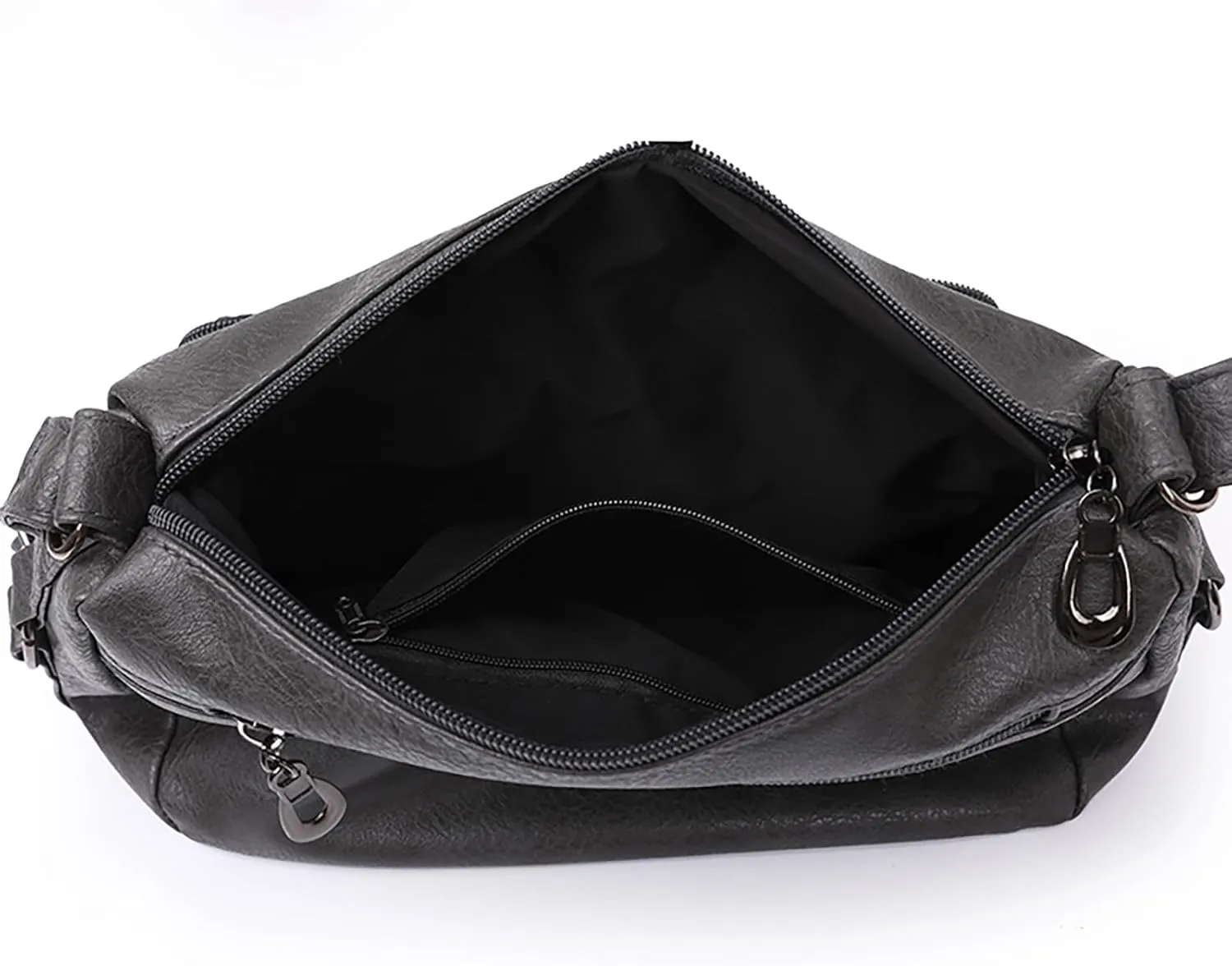 Women Vintage Soft Leather Versatile Lightweight Crossbody Bag Water Proof Pocket Adjustable Shoulder (Grey, One Size)