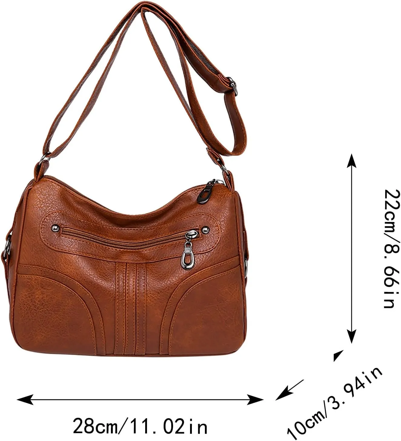 Women Vintage Soft Leather Versatile Lightweight Crossbody Bag Water Proof Pocket Adjustable Shoulder (Red, One Size)