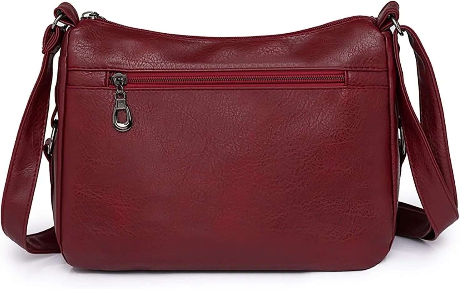 Women Vintage Soft Leather Versatile Lightweight Crossbody Bag Water Proof Pocket Adjustable Shoulder (Red, One Size)