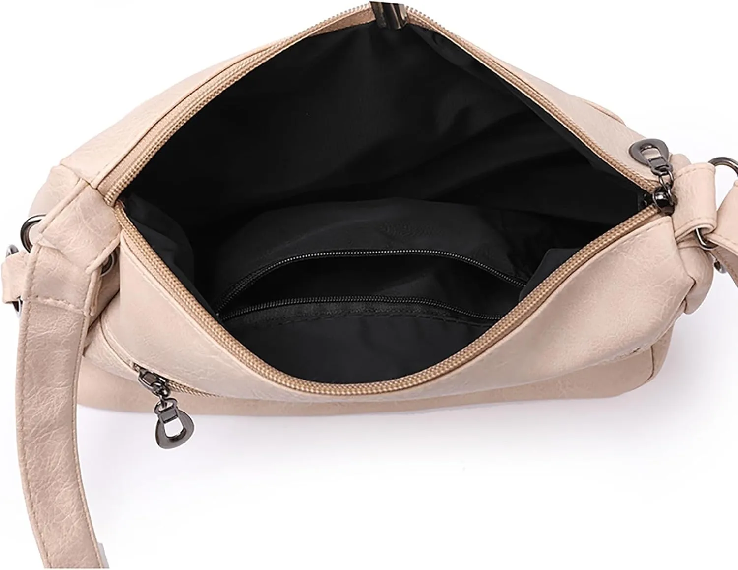 Women Vintage Soft Leather Versatile Lightweight Crossbody Bag Water Proof Pocket Adjustable Shoulder (White, One Size)