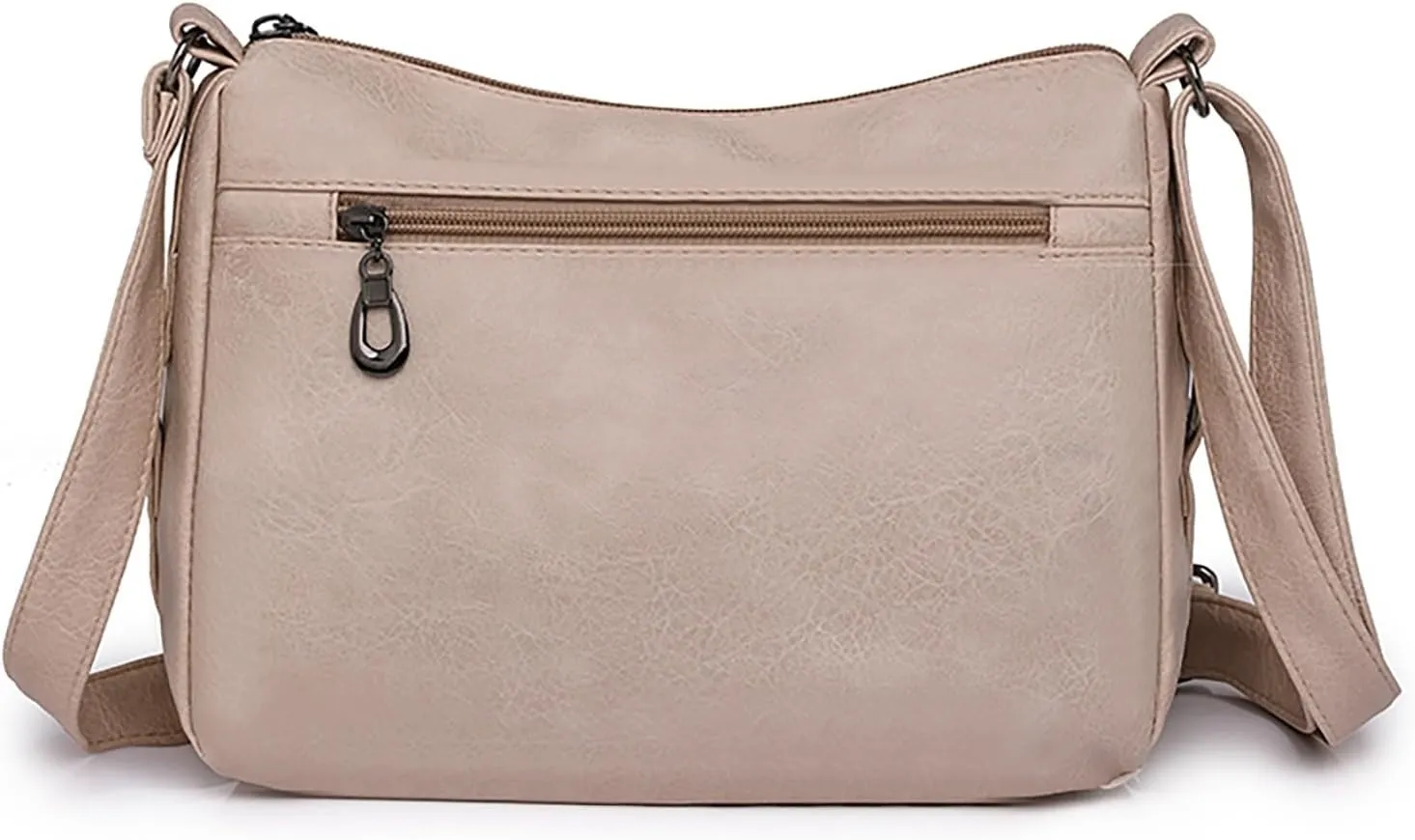 Women Vintage Soft Leather Versatile Lightweight Crossbody Bag Water Proof Pocket Adjustable Shoulder (White, One Size)