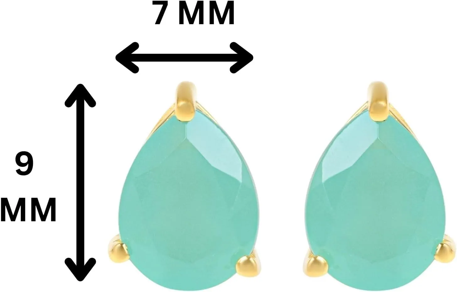 Women's 18K Gold Plated Metal 7x9 Pear Shape Gemstone Gemstone Stud Earrings - Birthstone Stud for Her