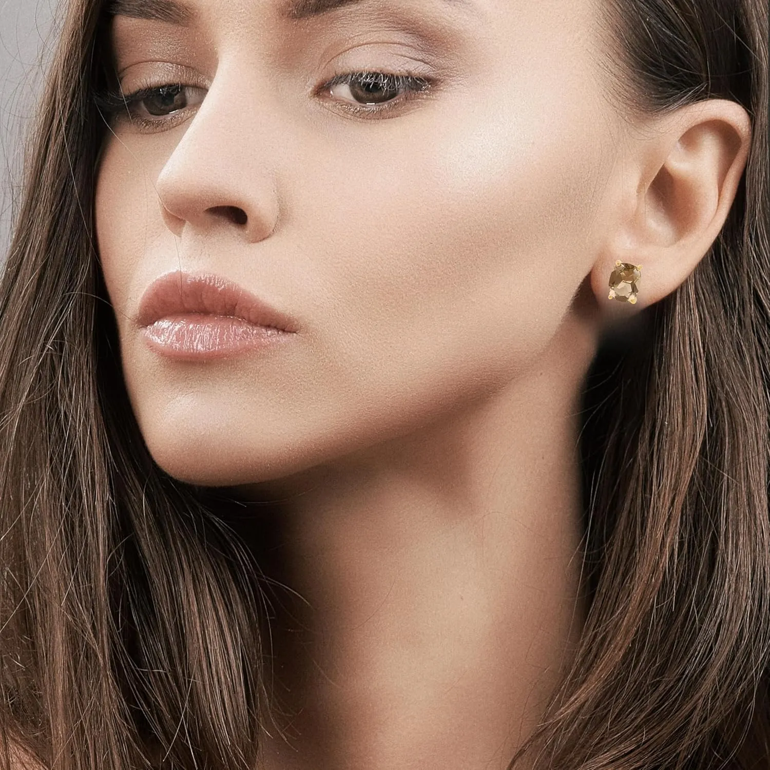 Women's 8x10 Cushion Princess Cut Gemstone 18k Gold Plated Gemstone Stud Earrings - Birthstone Stud for Her